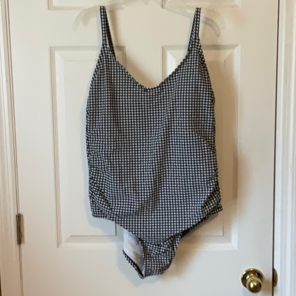 Kona Sol Women’s One Piece Swimsuit Black & White Gingham Print Size 16 NWT - Picture 3 of 11